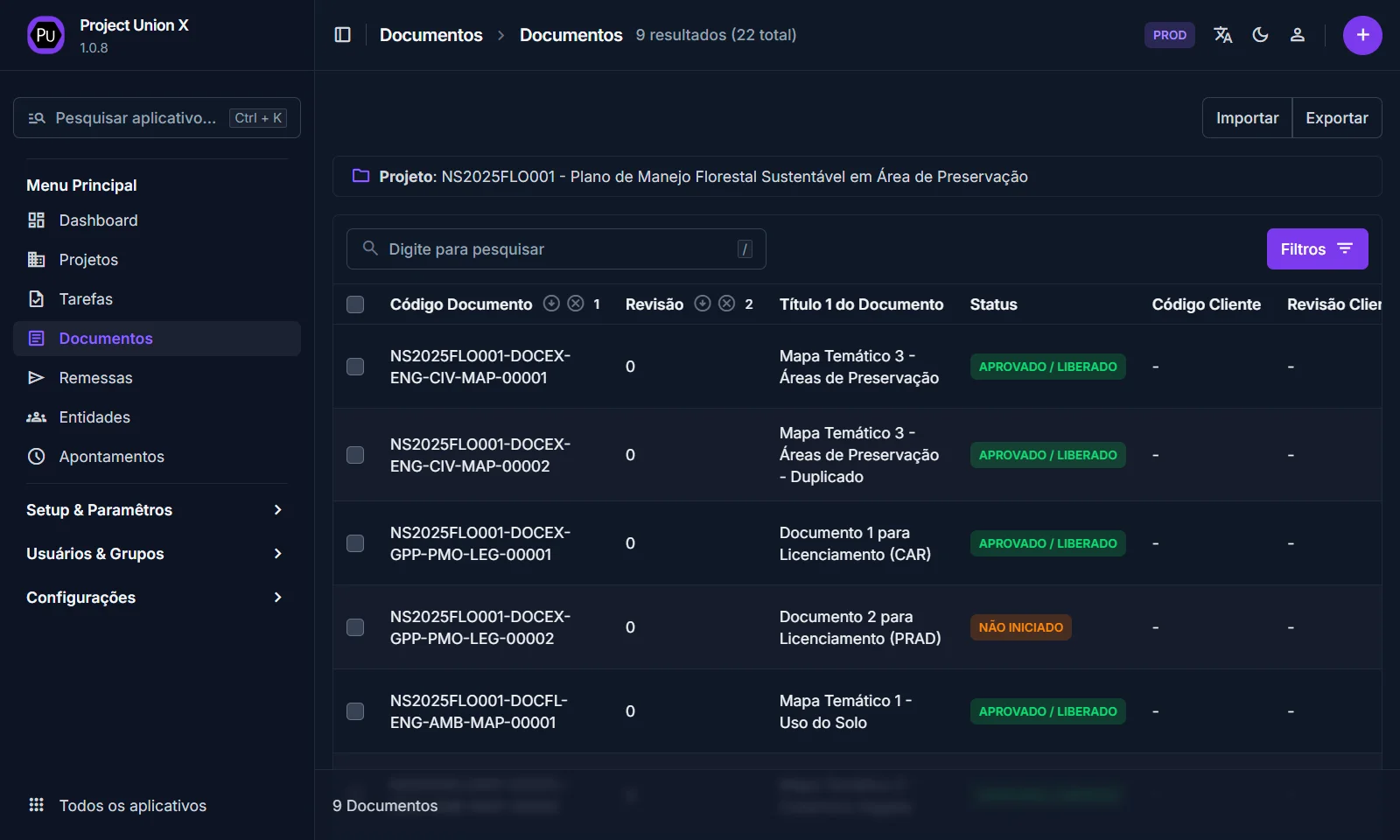 Painel Project Union X